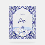 Santorini Griekenland Waterverf Landschap  Lijst Acryl Bord (Voorkant)