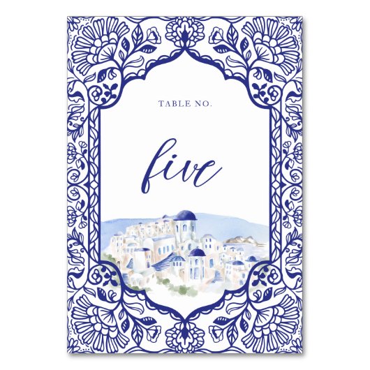 Santorini Griekenland Waterverf Landschap  Lijst Kaart (Achterkant)