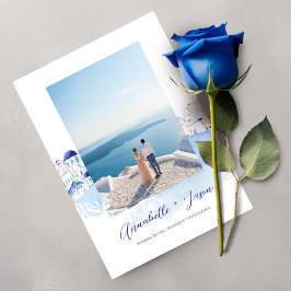 Santorini Griekenland Waterverf Paar Foto Bruiloft Save The Date
