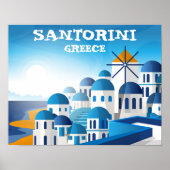 Santorini Griekenland  Waterverf Poster (Voorkant)