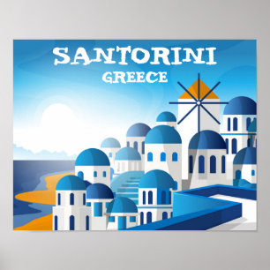 Santorini Griekenland  Waterverf Poster