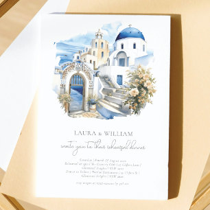 Santorini Griekenland Waterverf repetitie diner Kaart