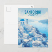 Santorini Griekenland Waterverf Schilderen Briefka Briefkaart (Voorkant / Achterkant)