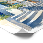 Santorini Griekenland Waterverf Schilderij Vierkan Poster (Hoek)