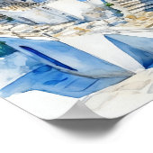 Santorini Griekenland Waterverf Schilderij Vierkan Poster (Hoek)