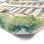 Santorini Griekenland Waterverf Schilderplein Poster (Hoek)