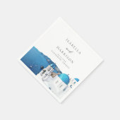 SANTORINI GRIEKENLAND Waterverf Skyline Bestemming Servet (Hoek)