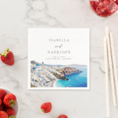 SANTORINI GRIEKENLAND Waterverf Skyline Bestemming Servet (Insitu)