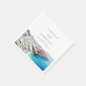 SANTORINI GRIEKENLAND Waterverf Skyline Bestemming Servet (Hoek)