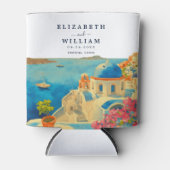 Santorini Griekenland Waterverf Skyline Bruiloft Blikjeskoeler (Voorkant)