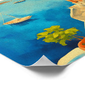 Santorini Griekenland Waterverf Skyline Bruiloft Poster (Hoek)