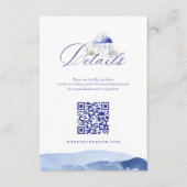 Santorini Griekenland Waterverf Trouwdetail QR-cod Informatiekaartje (Voorkant)