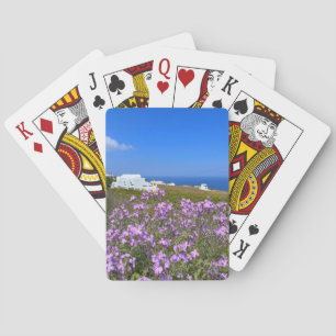 Santorini Griekenland White Building Paars Wild Fl Pokerkaarten