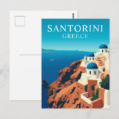 Santorini, Griekenland Witte Huizen Reizen Briefkaart (Voorkant / Achterkant)