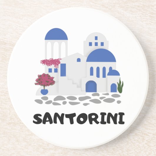 Santorini Griekenland Zandsteen Onderzetter (Voorkant)