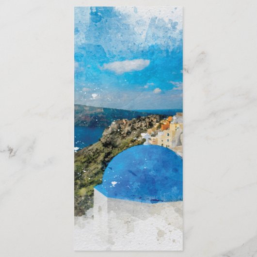 Santorini, Griekenland zomer bruiloft menu kaarten (Achterkant)