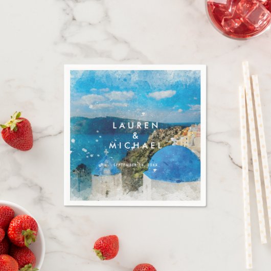 Santorini Griekenland zomer bruiloft servetten (Insitu)