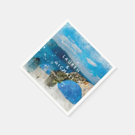 Santorini Griekenland zomer bruiloft servetten (Hoek)