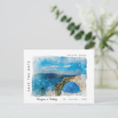 santorini griekenland zomer met behoud van datum briefkaart (Staand voorkant)