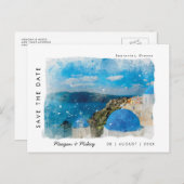 santorini griekenland zomer met behoud van datum briefkaart (Voorkant / Achterkant)