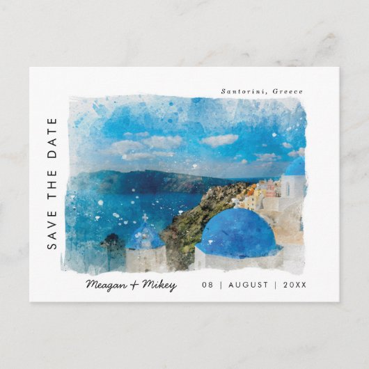 santorini griekenland zomer met behoud van datum briefkaart (Voorkant)