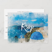 Santorini Griekenland zomerbruiloft RSVP briefkaar Briefkaart (Voorkant / Achterkant)