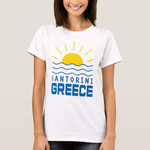 Santorini Griekenland Zonneschijn En Zee Golven Da T-shirt