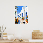 Santorini Grieks Dorp Witte Steeg Muurkunst Poster (Keuken)