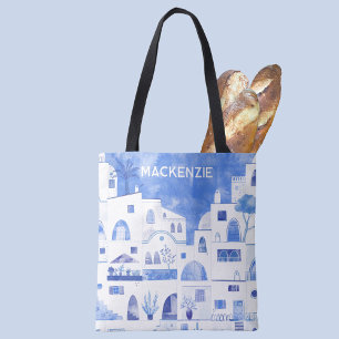 Santorini Grieks eiland gepersonaliseerde Waterver Tote Bag