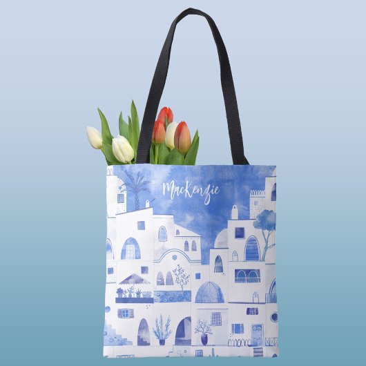 Santorini Grieks eiland gepersonaliseerde Waterver Tote Bag