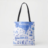 Santorini Grieks eiland gepersonaliseerde Waterver Tote Bag (Voorkant)