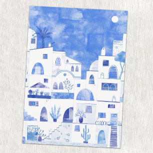 Santorini Grieks Eiland Waterverf Notitiekaartje