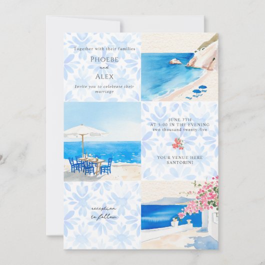 Santorini Grieks strand bruiloft Kaart (Voorkant)