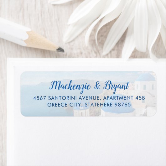 Santorini Grieks terugkeeradres Etiket (Insitu)