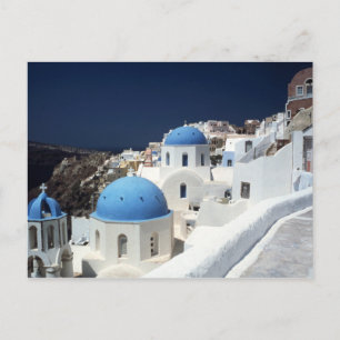 Santorini Griekse Eiland Zonnige Ansichtkaart Briefkaart