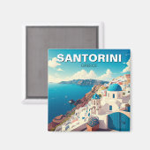 Santorini Griekse eilanden reizen Magneet (Voorkant / Achterkant)