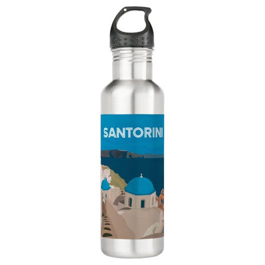 Santorini Griekse eilanden Waterfles (Voorkant)