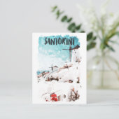 Santorini Griekse eilanden Waterverf Reizen Briefkaart (Staand voorkant)