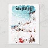 Santorini Griekse eilanden Waterverf Reizen Briefkaart (Voorkant)