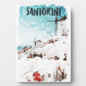 Santorini Griekse eilanden Waterverf Reizen Fotoplaat (voorkant)