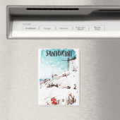 Santorini Griekse eilanden Waterverf Reizen Magneet (Insitu (Vaatwasser))