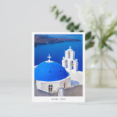 Santorini Griekse kerk in Firostefani, Griekenland Feestdagenkaart (Staand voorkant)