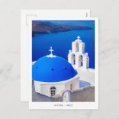 Santorini Griekse kerk in Firostefani, Griekenland Feestdagenkaart (Voorkant / Achterkant)