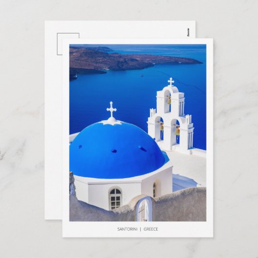 Santorini Griekse kerk in Firostefani, Griekenland Feestdagenkaart (Voorkant / Achterkant)