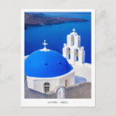 Santorini Griekse kerk in Firostefani, Griekenland Feestdagenkaart (Voorkant)