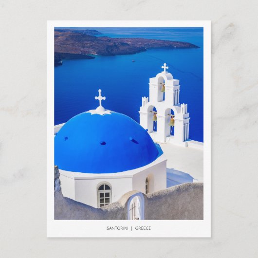 Santorini Griekse kerk in Firostefani, Griekenland Feestdagenkaart (Voorkant)