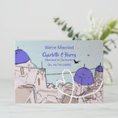 Santorini Griekse Post Huwelijk Receptie Party Kaart (Staand voorkant)