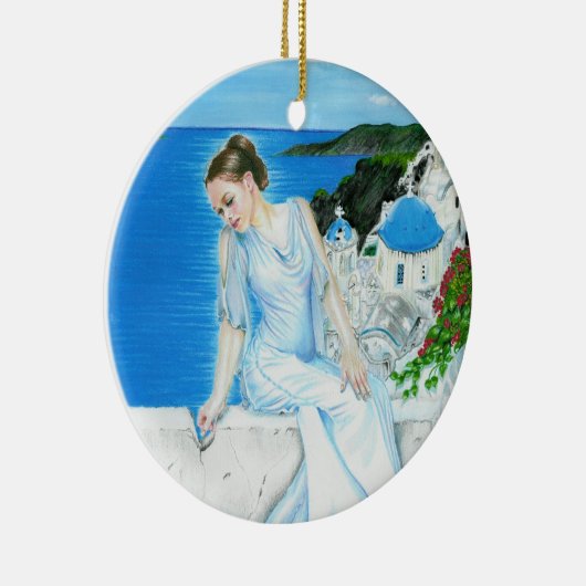 Santorini Griekse schoonheidsorganisatie Keramisch Ornament (Rechts)