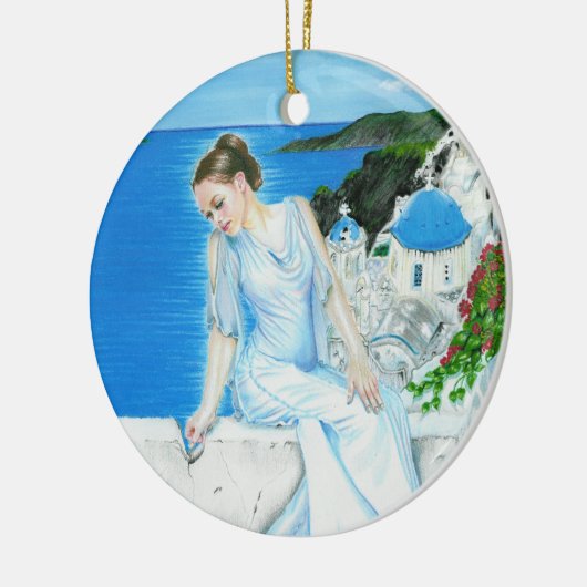 Santorini Griekse schoonheidsorganisatie Keramisch Ornament (Links)