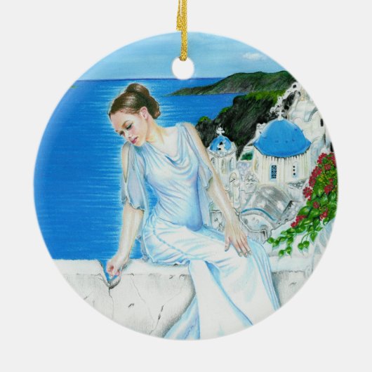 Santorini Griekse schoonheidsorganisatie Keramisch Ornament (Achterkant)